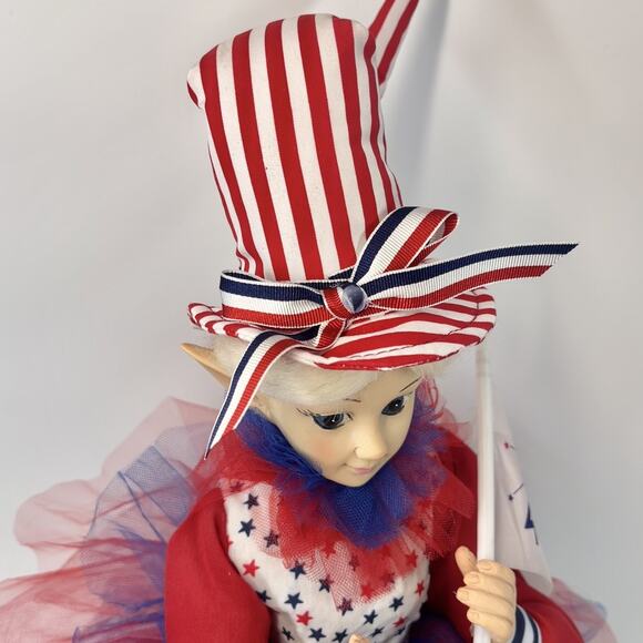 Cynthia Rowley 28" Flag Patriotic Elf Doll Americana July 4th Figure Set Of 2 - Picture 2 of 16